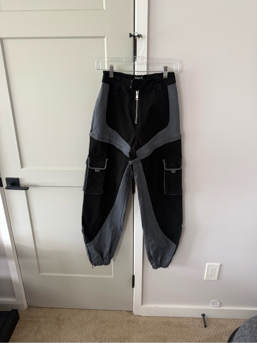 I.AM.GIA Black and Gray Panel Cargo Joggers